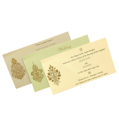 Cream Floral Padded Invitation Card-KRC29152