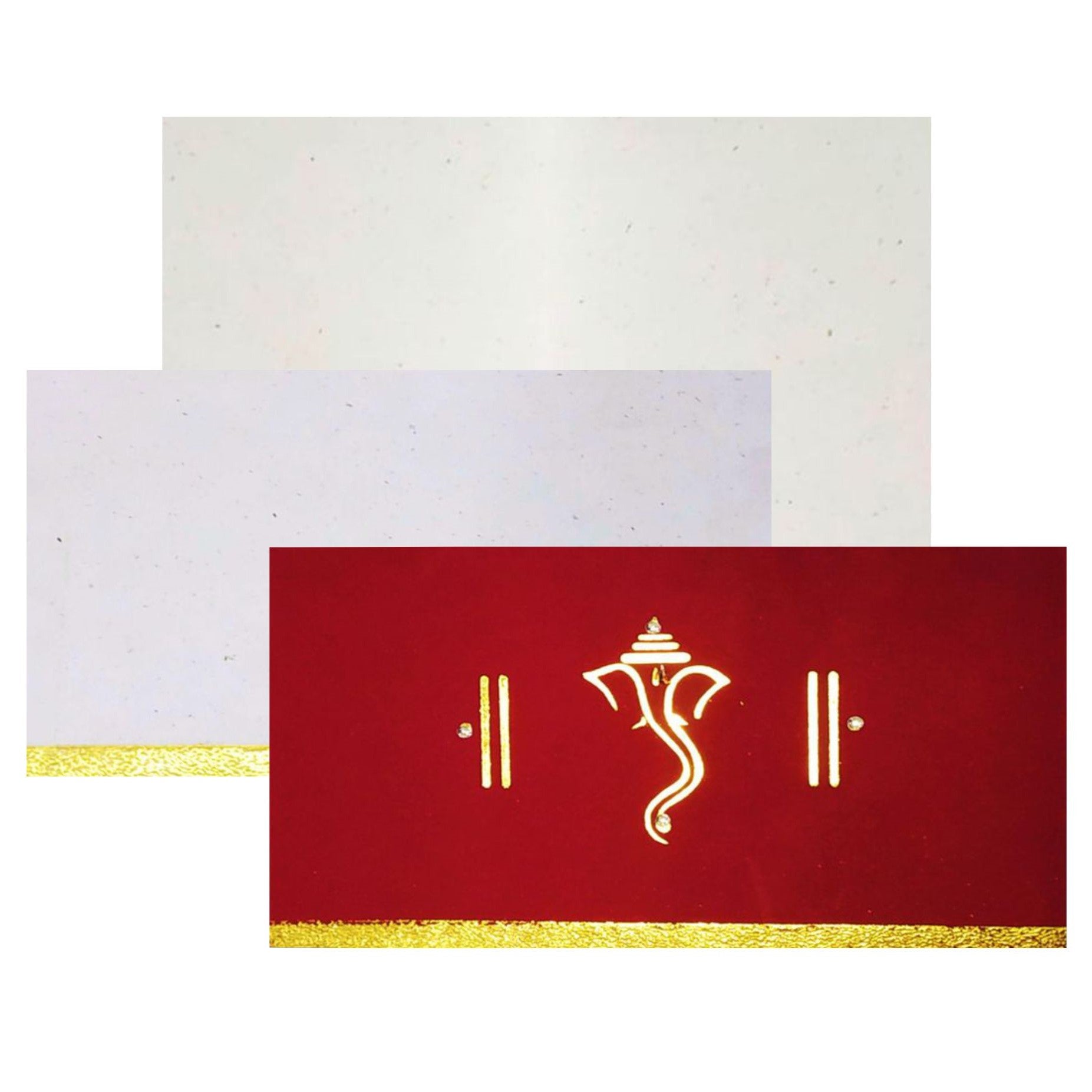 Check out our super cool collection of Dark red with gold foiling on ganesha symbol and one folding insert  invitation card at best price. &amp;