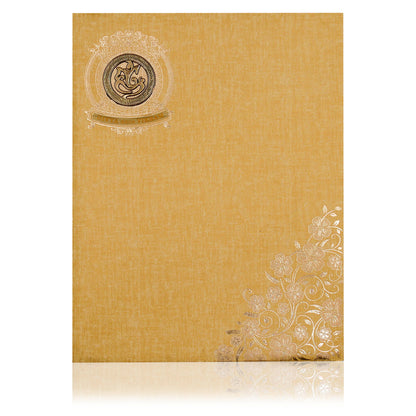 Brown Gold Padded White Floral Design In Gold Foiling-KNPP8502N
