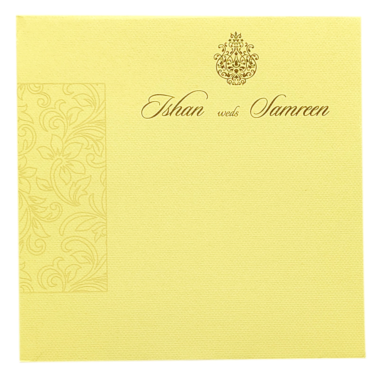 Gold Embossed Floral Invitation Card-KRC29352