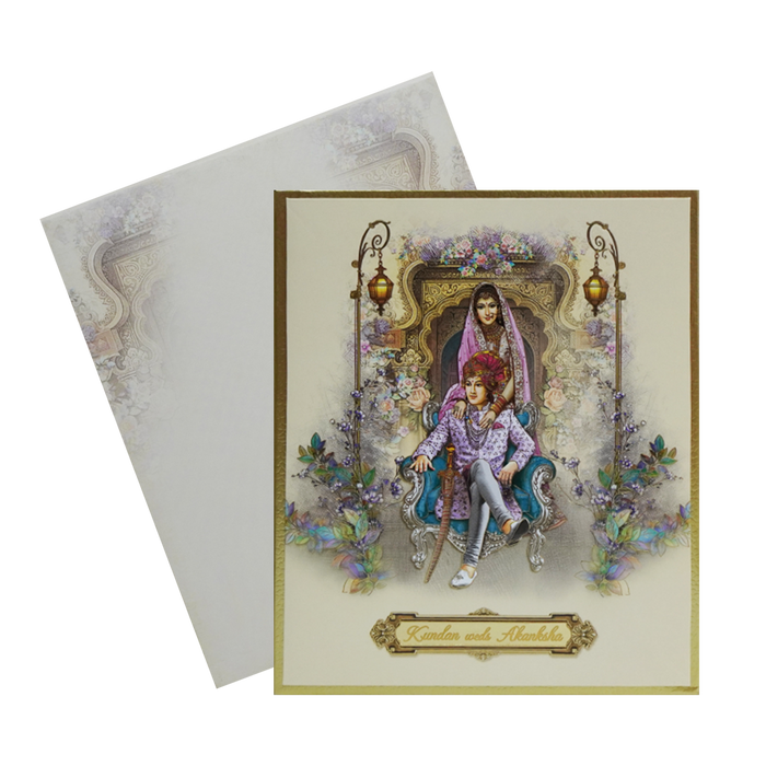 Cream Bride Groom Padded Marriage Card-King of Cards