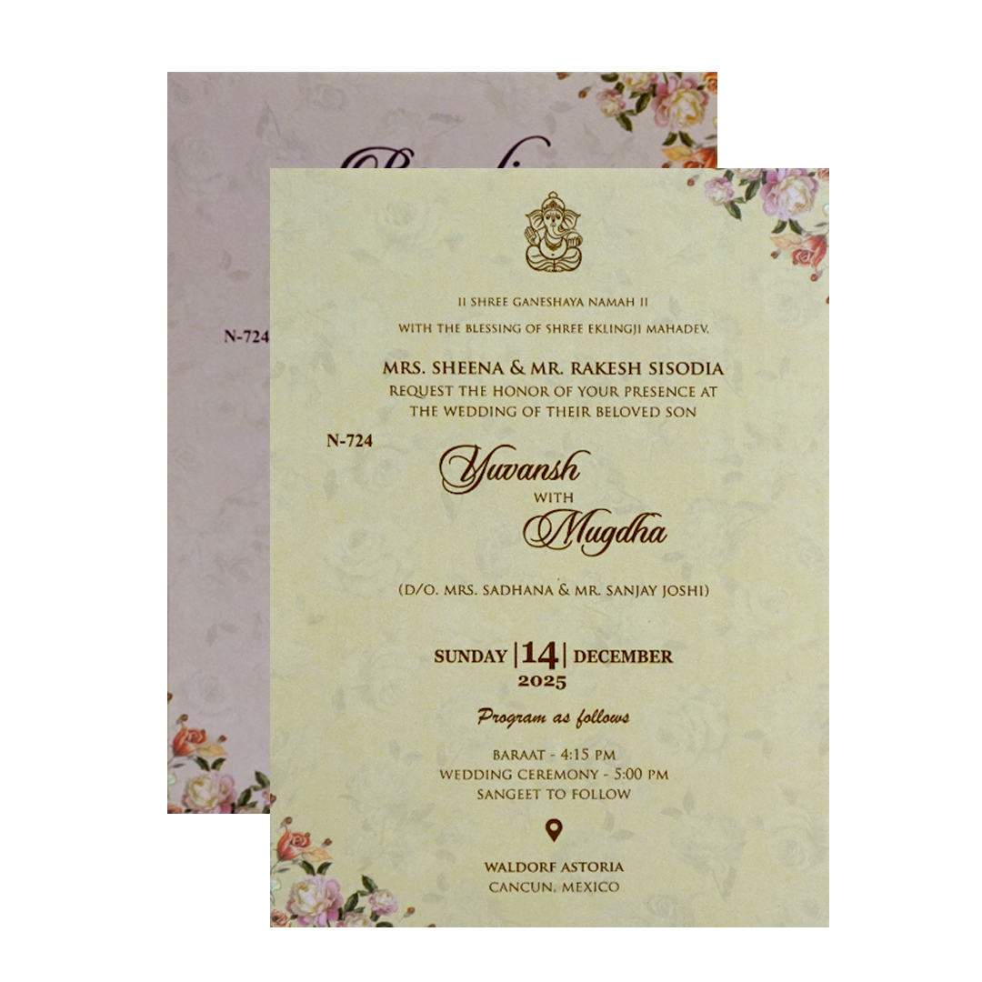 Glacial Green Floral Wedding Card-KVN07240