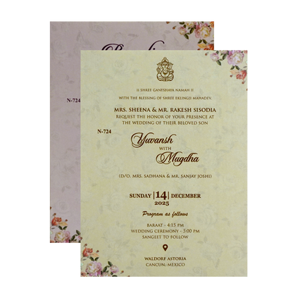 Glacial Green Floral Wedding Card-KVN07240