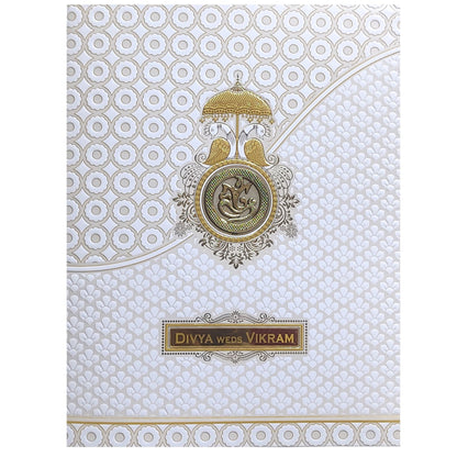 White Embossed Nameplate Invitation Card-KNJS2080