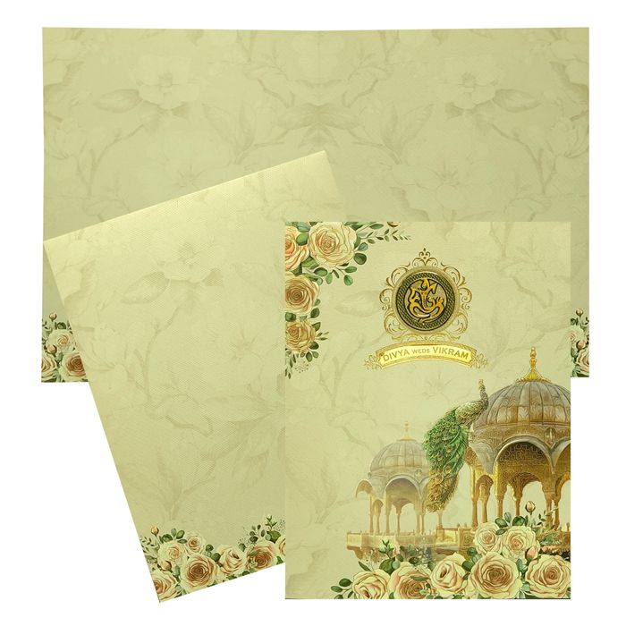 Green Royal Peacock Invitation Card-King of Cards