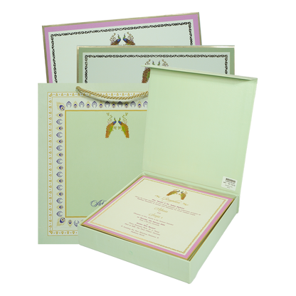 Check out Blue Peacock Theme Wedding Invitation Box at best price. ✅WhatsApp Support ✅Express Delivery. | King of Cards.