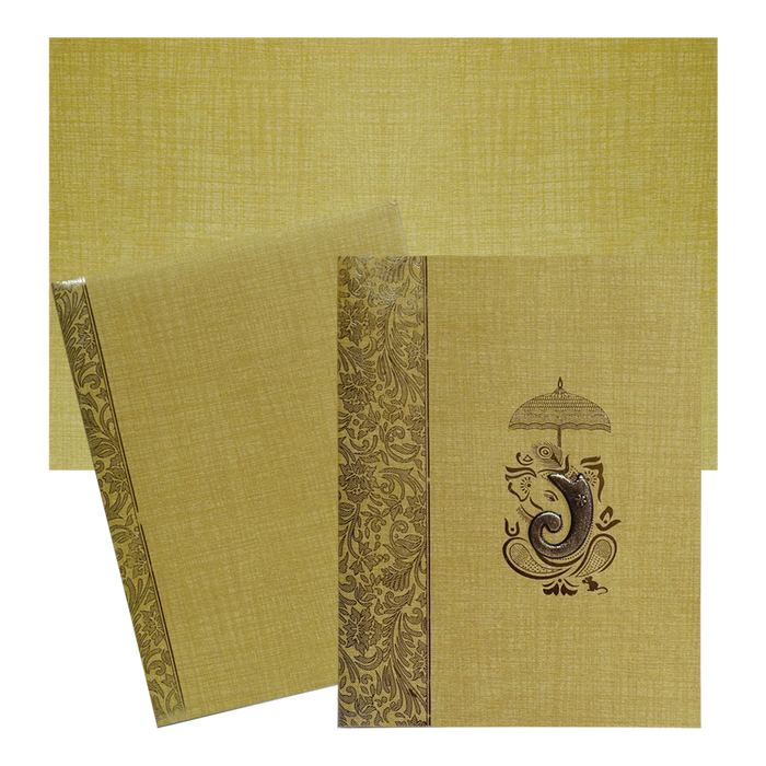 Brown Gold Jumbo Met Size Wedding Card With Gold Foiling Print-KNK50140-King of Cards