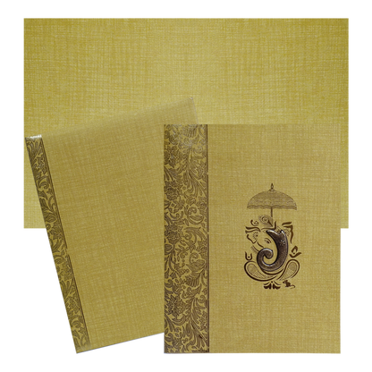 Brown Gold Jumbo Met Size Wedding Card With Gold Foiling Print-KNK50140-King of Cards