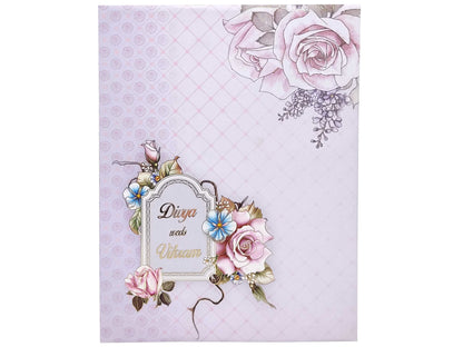 Lavender Floral Designer Padded Wedding Card-KNPO01AP