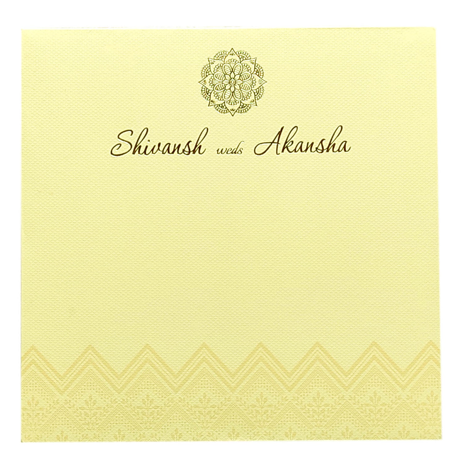 Cream Embossed Design Invitation Card-KRC29511