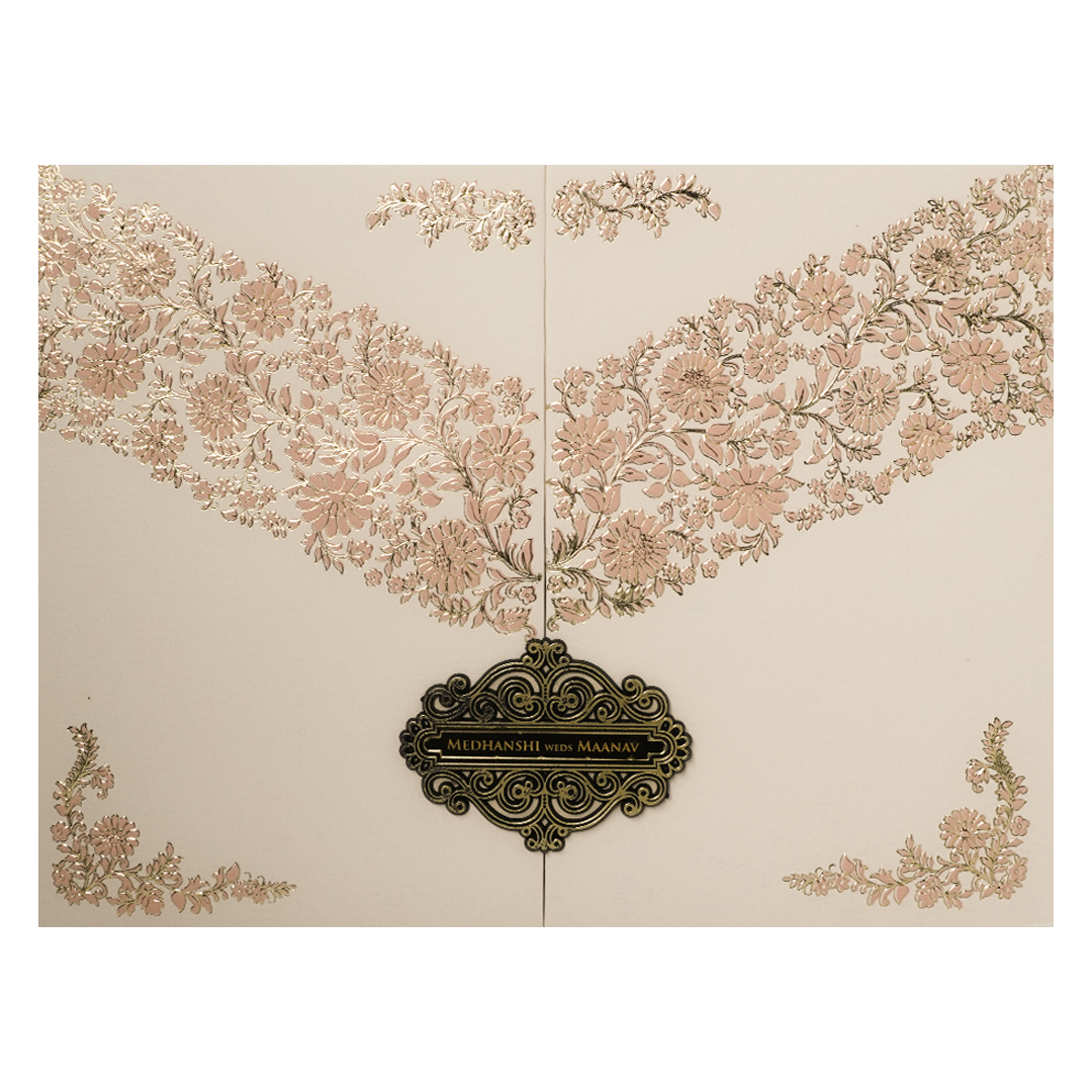 Check out Pink Floral Padded Wedding Card at best price.✅WhatsApp Support ✅Express Delivery.|King of cards.