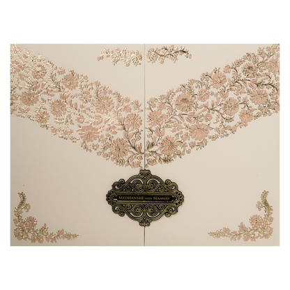 Check out Pink Floral Padded Wedding Card at best price.✅WhatsApp Support ✅Express Delivery.|King of cards.