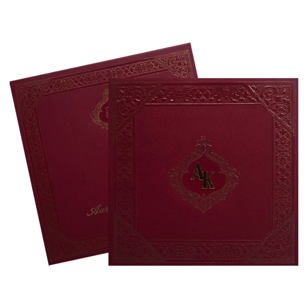 Red Embossed Marriage Card-KPR09310