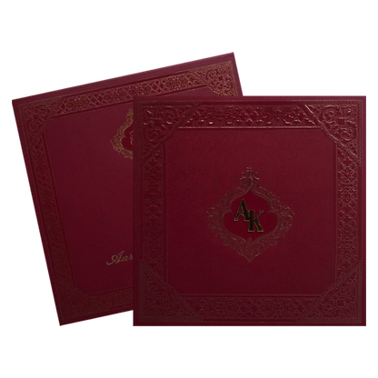 Red Embossed Marriage Card-KPR09310