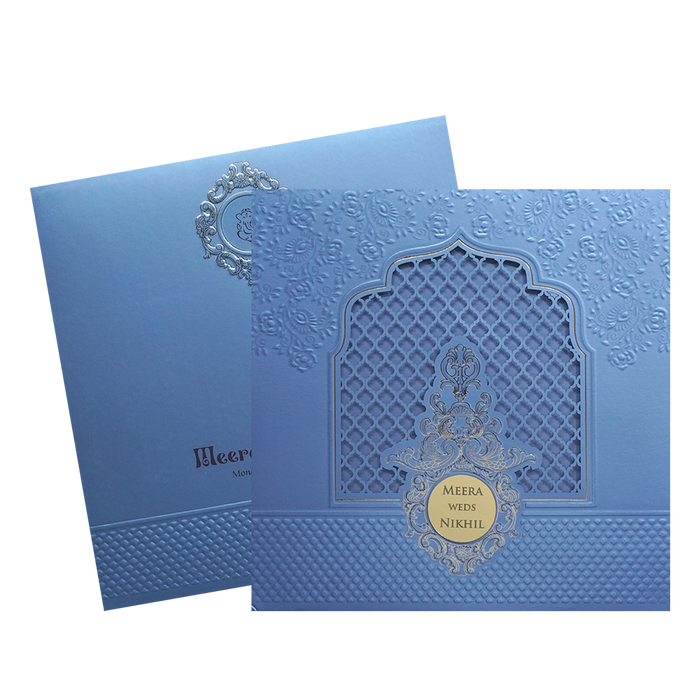 Light Blue MDF Wedding Card-King of Cards