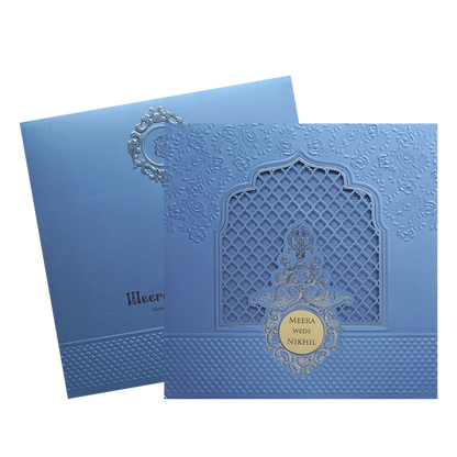 Light Blue MDF Wedding Card-King of Cards