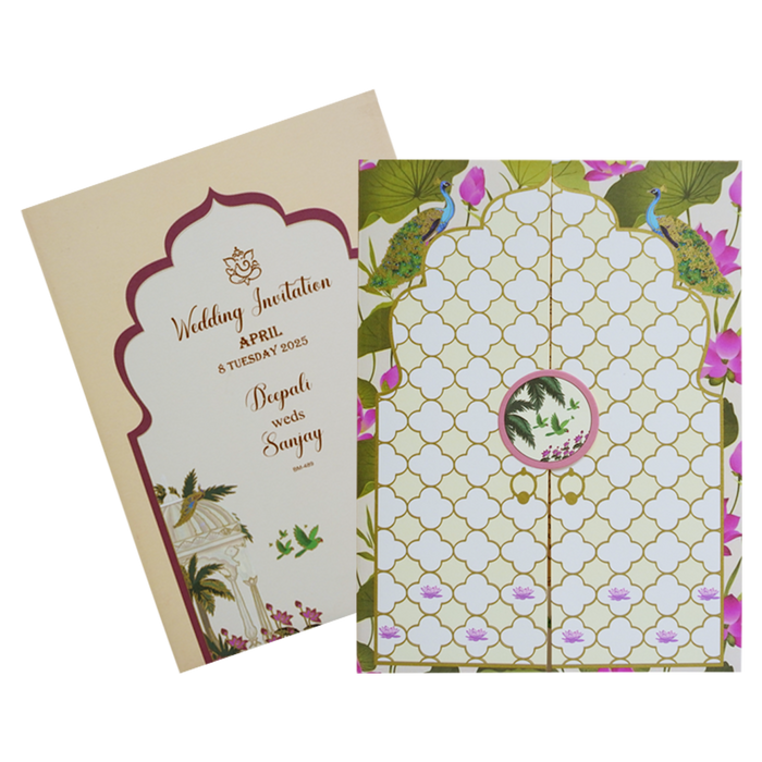 Cream Pattern Design Wedding Invitation-King of Cards