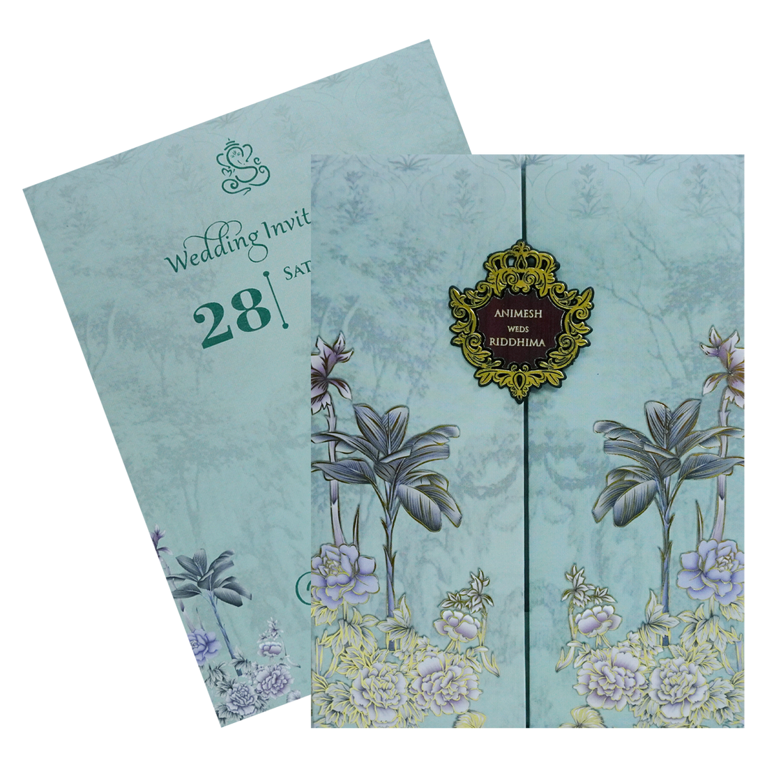 Pale Mint Green Padded Invitation-KVN07090