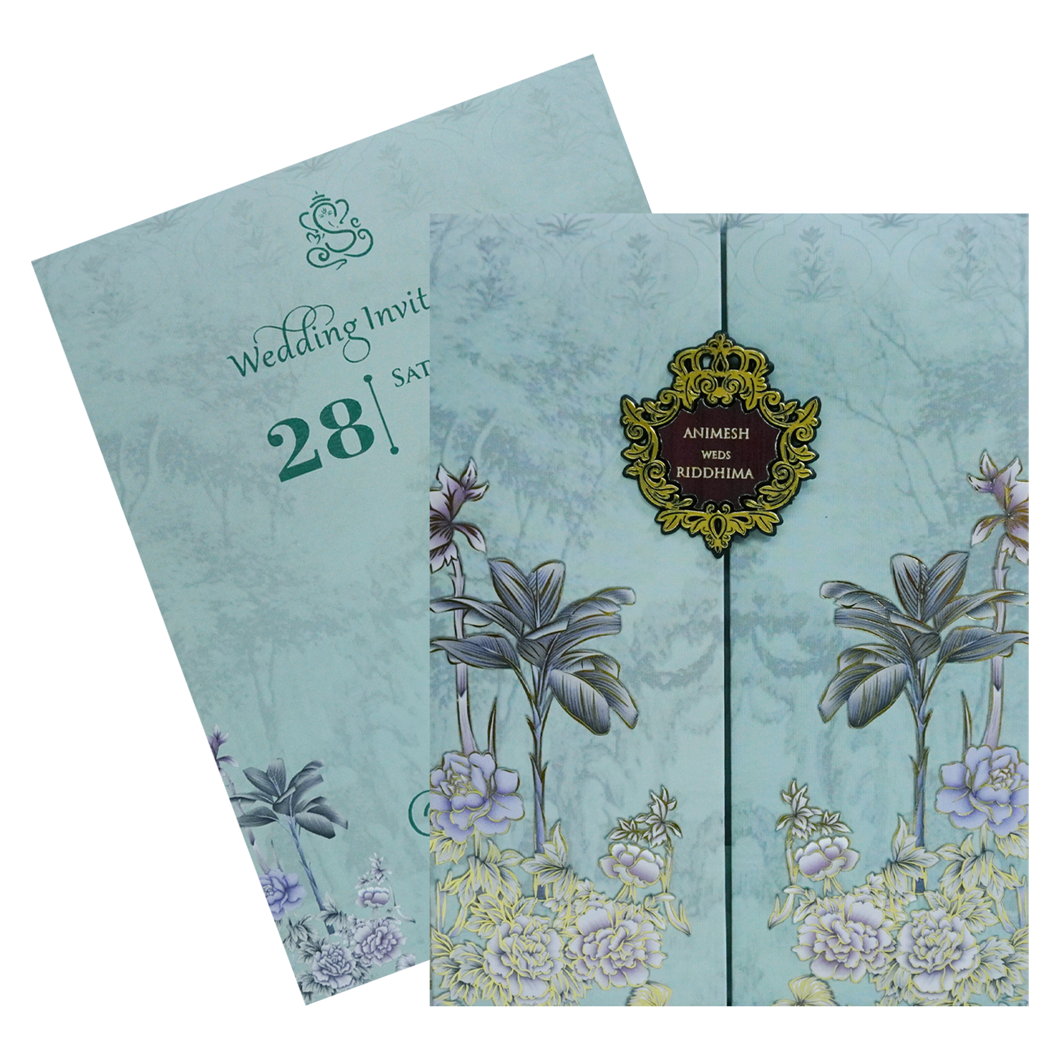 Pale Mint Green Padded Invitation-KVN07090