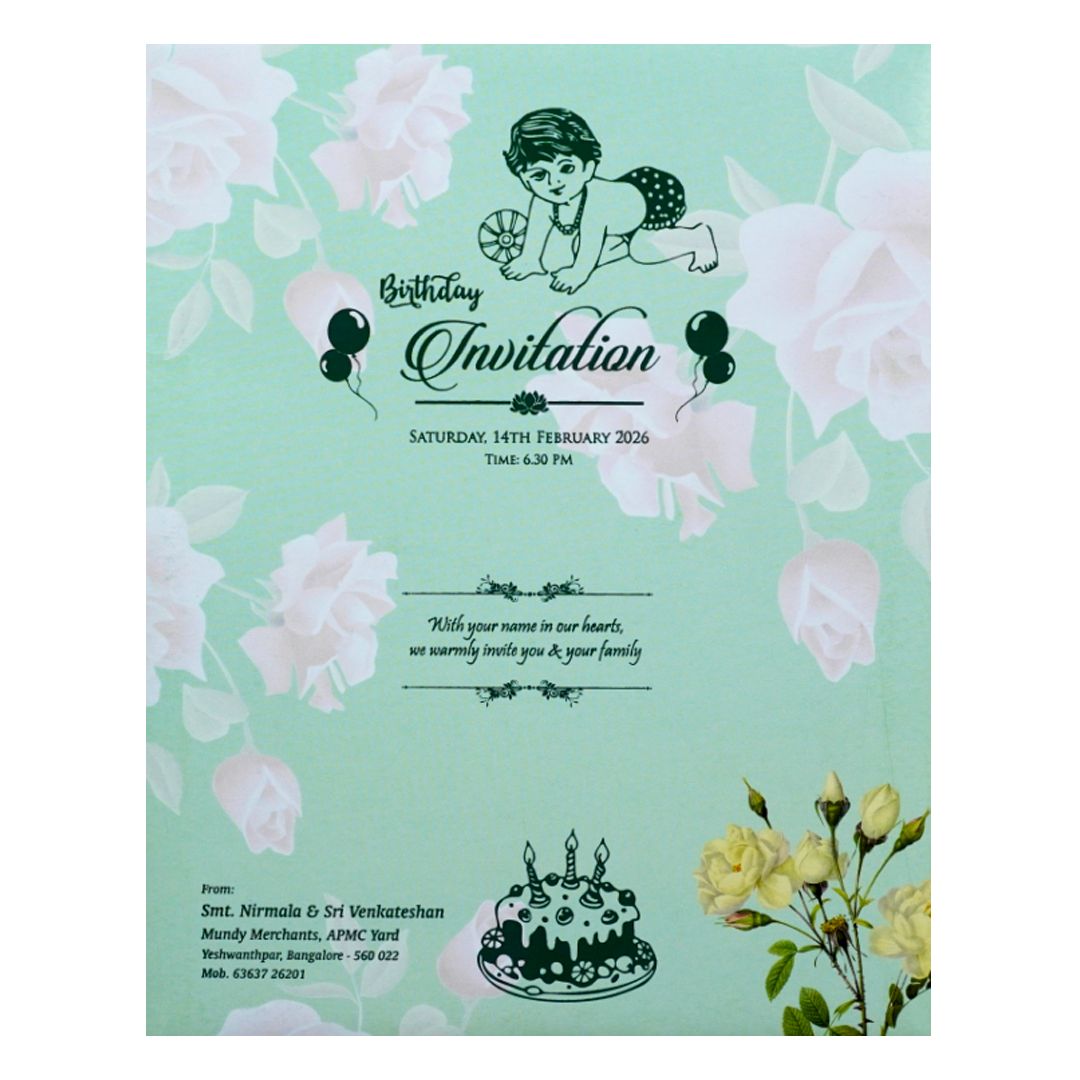 Green Abstract Floret In Jumbo Size With Pink Flowers-KNKJ1090