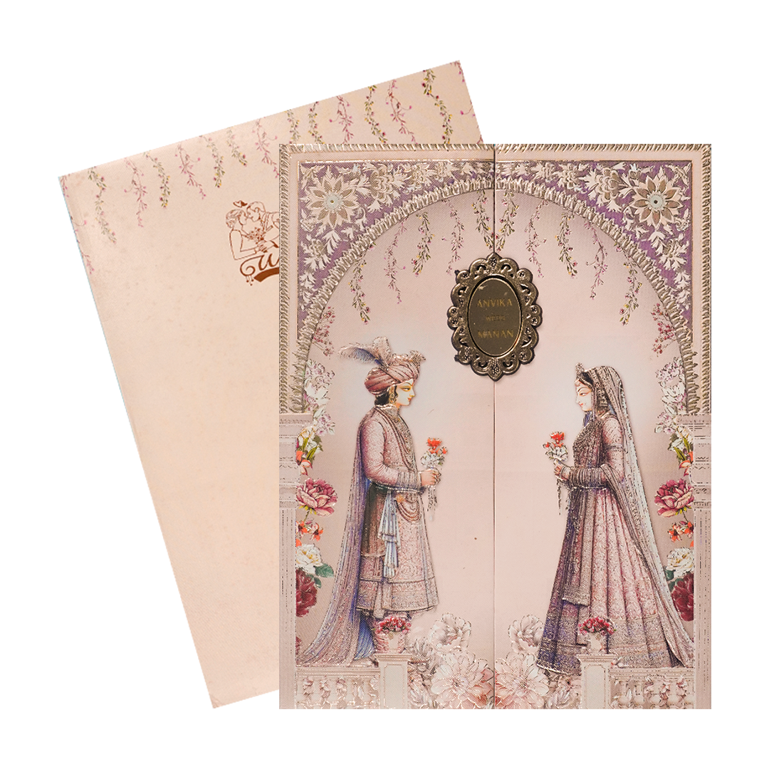 Bride Groom Arch Padded Wedding Card-KSSC2081