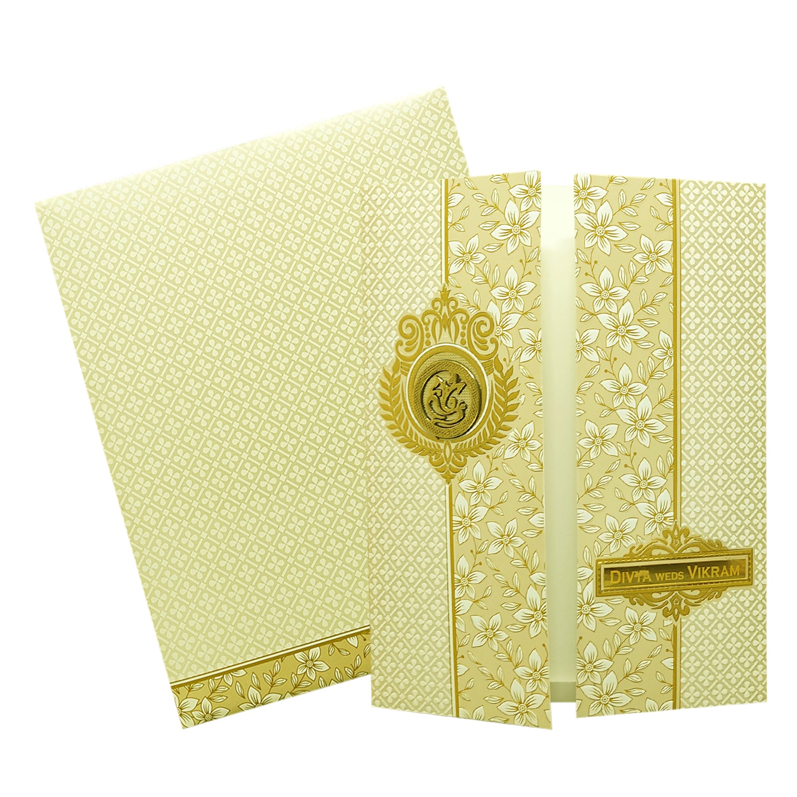 White Door Floral Invitation Card-KNJS2069