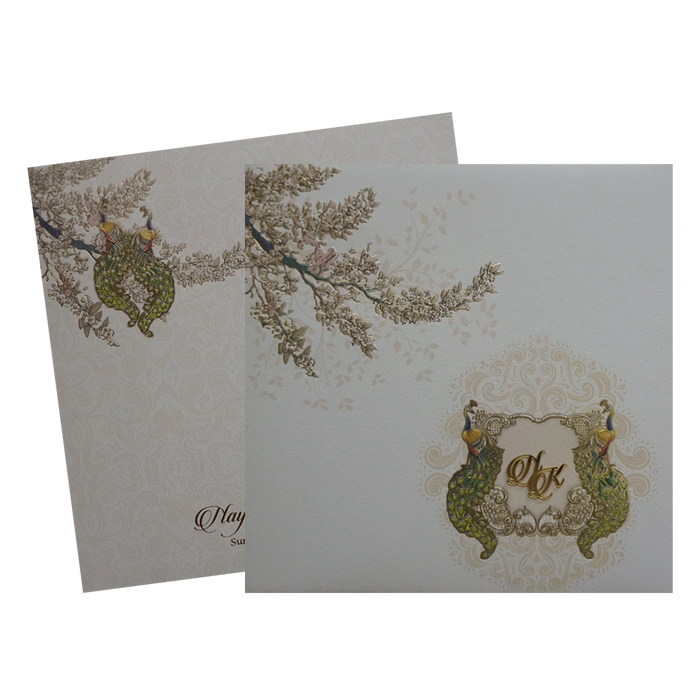 Cream Padded Box Invitation Card-King of Cards