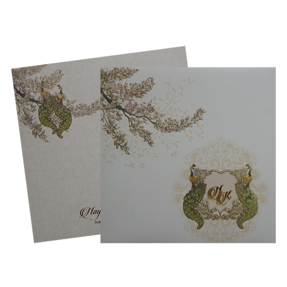 Cream Padded Box Invitation Card-King of Cards