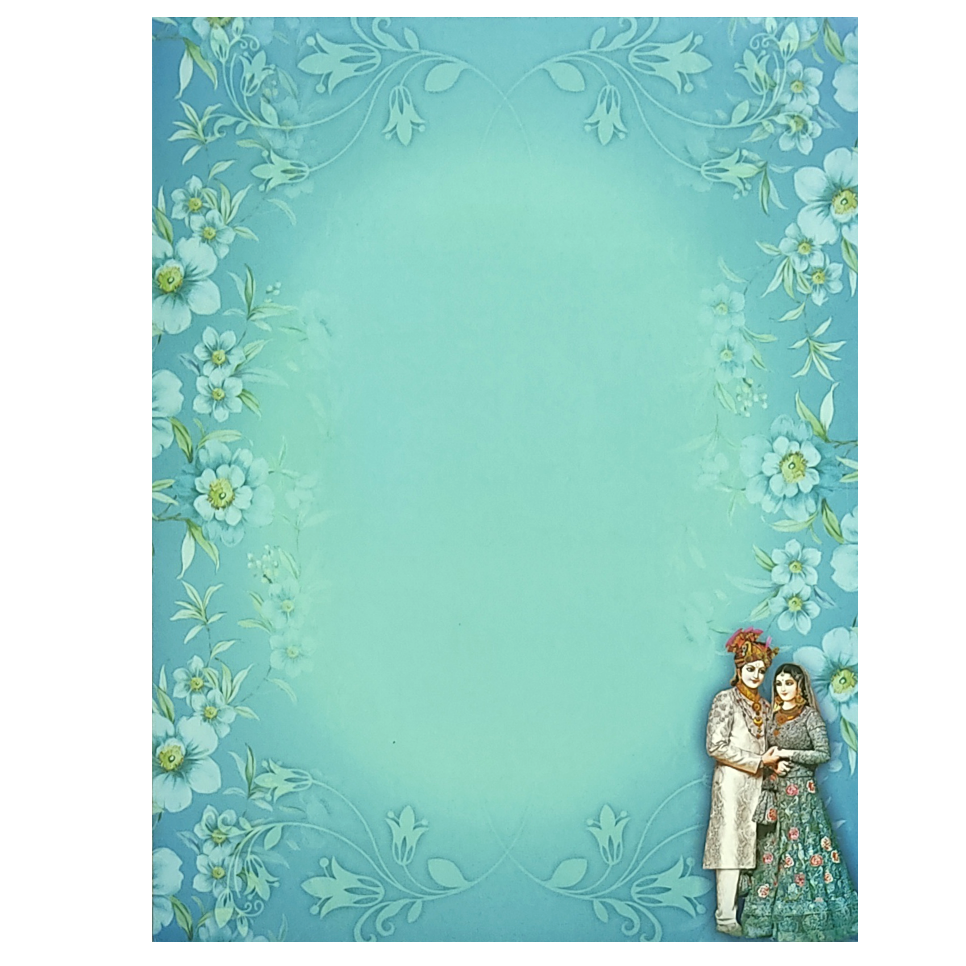 Green Bride Groom Tracing Wedding Card-KNK9702G
