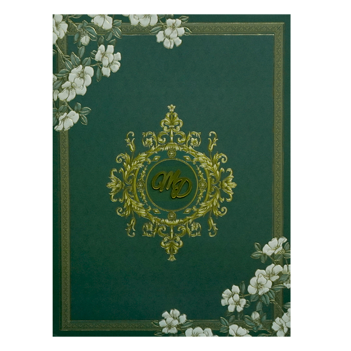Dark Green Floral Wedding Card-King of Cards