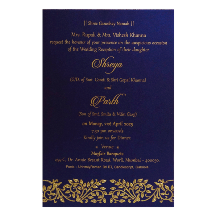 Royal Blue Single Wedding Card-King of Cards
