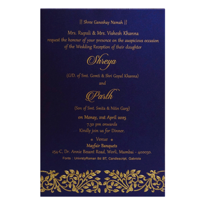 Royal Blue Single Wedding Card-King of Cards