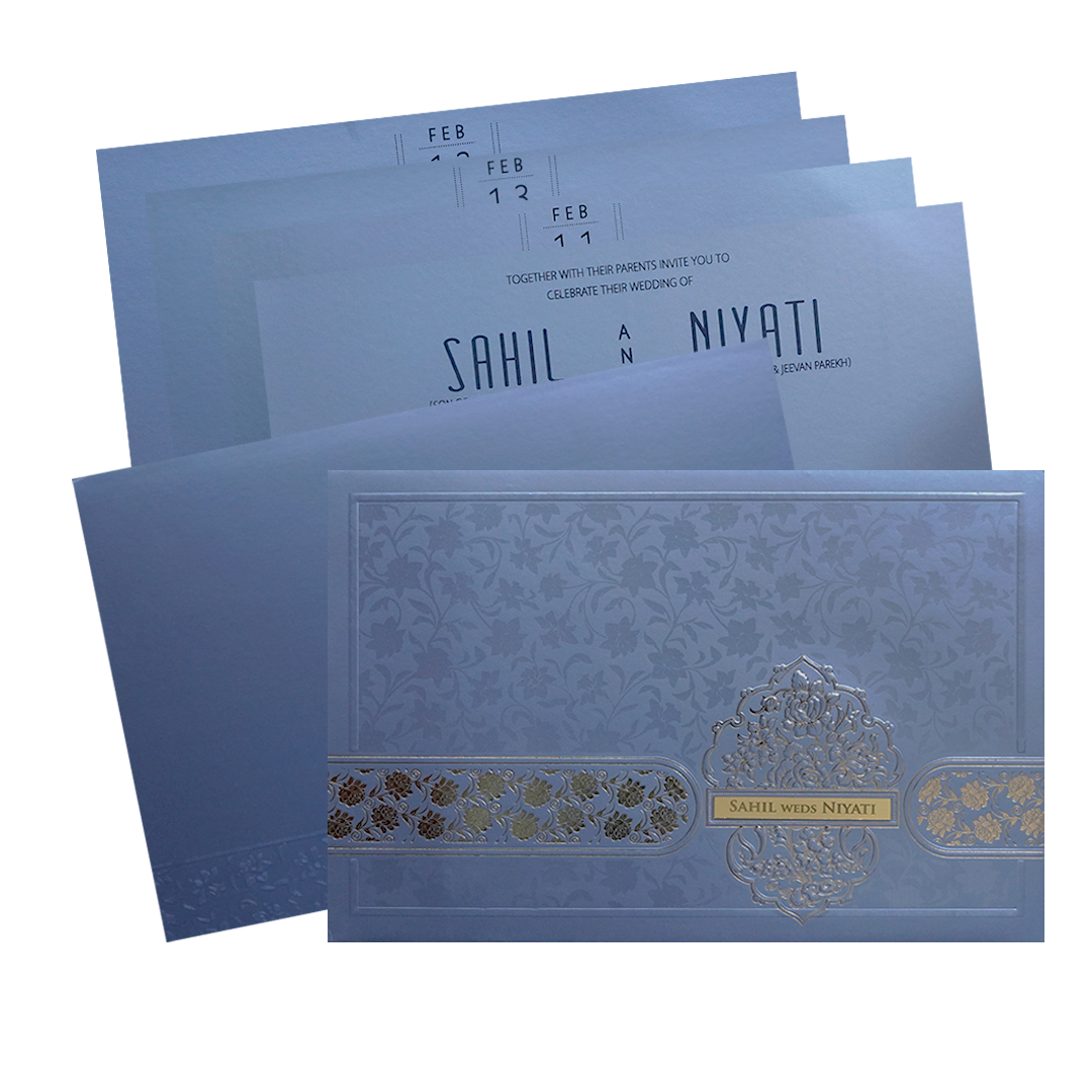 Light Blue Floral Marriage Invitation-KPR09600