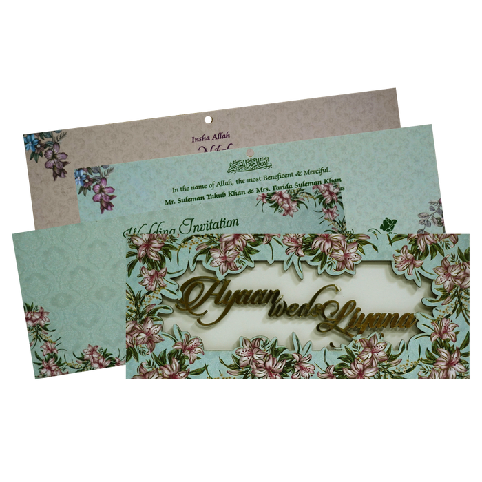 Light Pale Blue MDF invitation-King of Cards