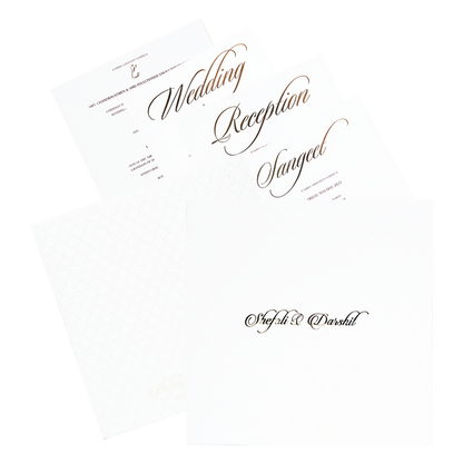White Embossed Pattern Wedding Card-King of Cards
