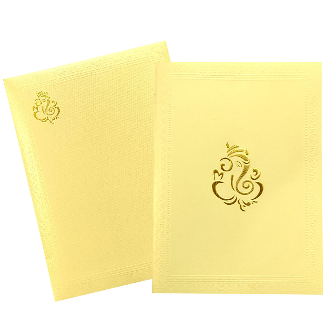 Cream Shading With Gold Ganesha Wedding Card- KNK1672