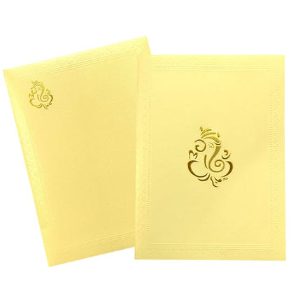 Cream Shading With Gold Ganesha Wedding Card- KNK1672-King of Cards