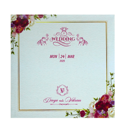 White Floral Single Sheet Invitation-King of Cards