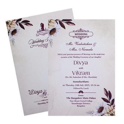 Cream Floral Wedding Card-King of Cards