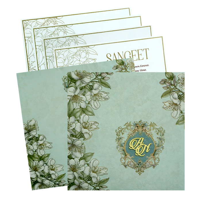 Very Light Green Floral Wedding Card-King of Cards