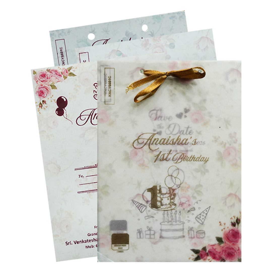 White Pink Floral Wedding Card-KNCY6601C