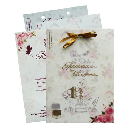 White Pink Floral Wedding Card-KNCY6601C