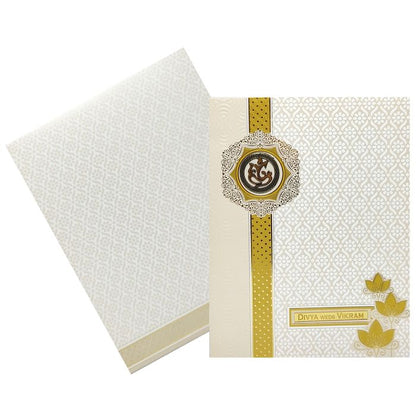 Gold Floral Invitation Card-KNK4101W-King of Cards