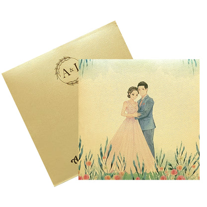 Sandal Caricature Padded Invitation Card-KRC29430