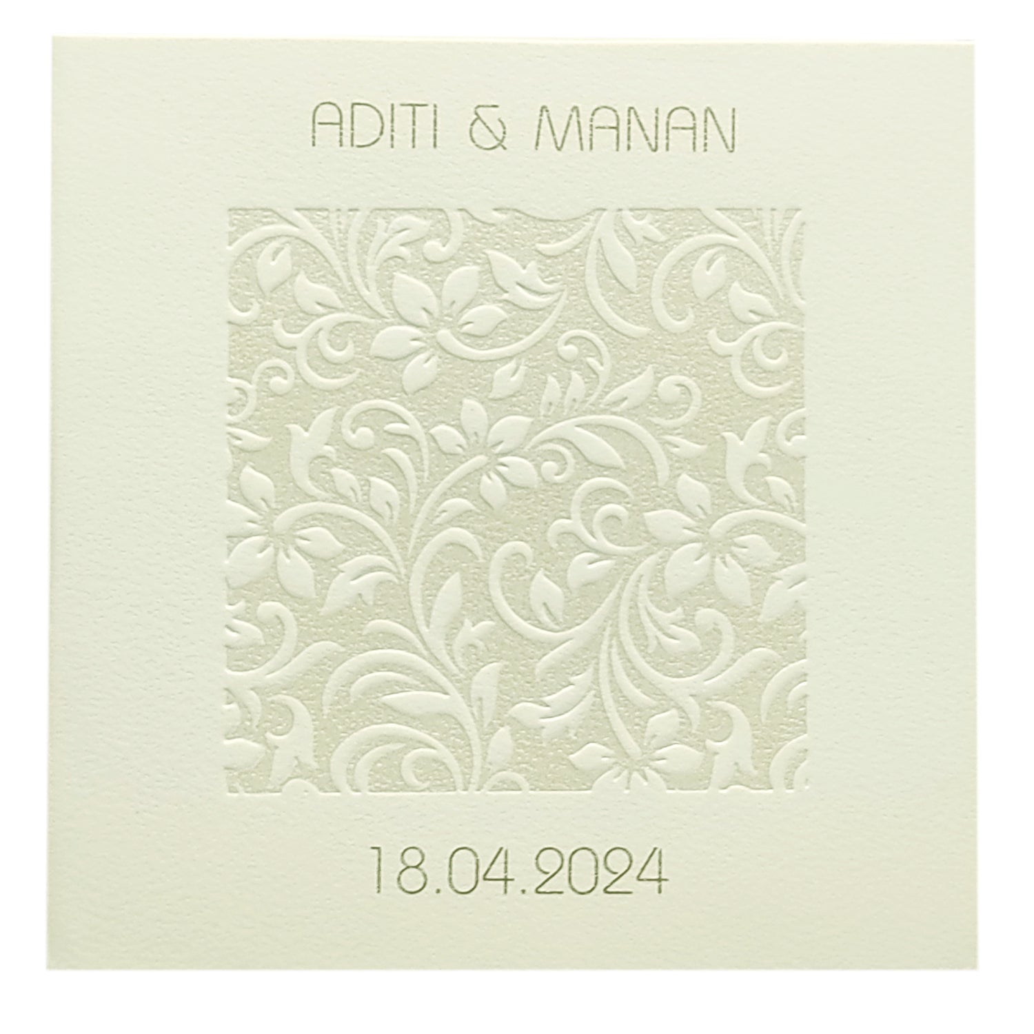 White Embossed Floral Invitation Card-KRC29351