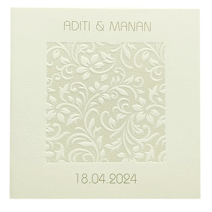 White Embossed Floral Invitation Card-KRC29351