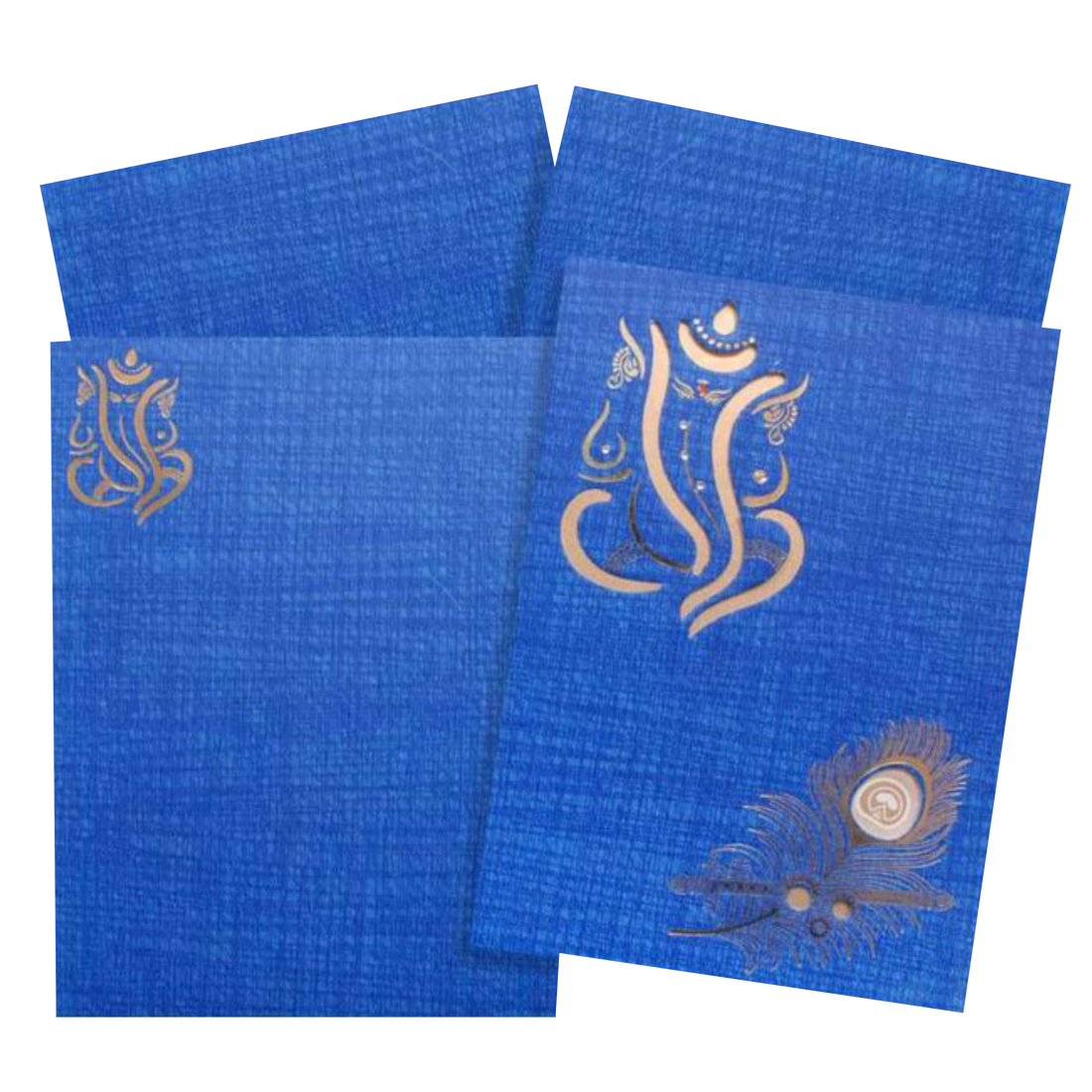 Royal Blue Shading With Cut Ganesha Wedding Card