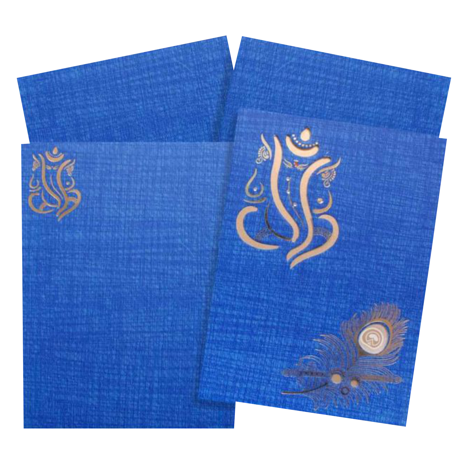 Royal Blue Shading With Cut Ganesha Wedding Card