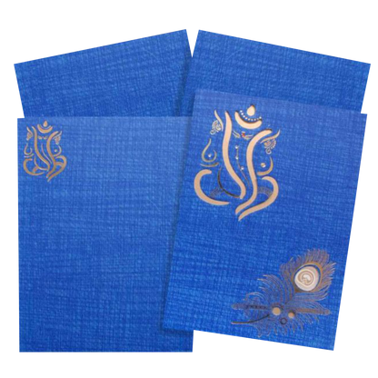 Royal Blue Shading With Cut Ganesha Wedding Card