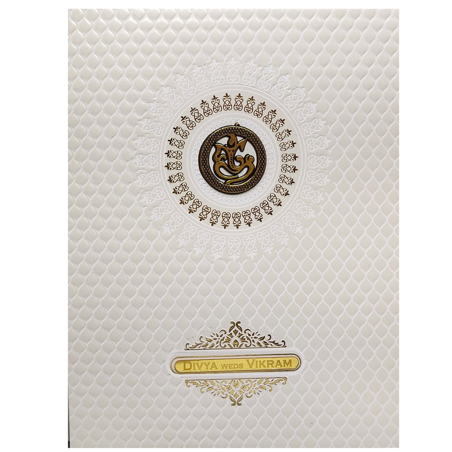 White Embossed Invitation Card-KNK4103W